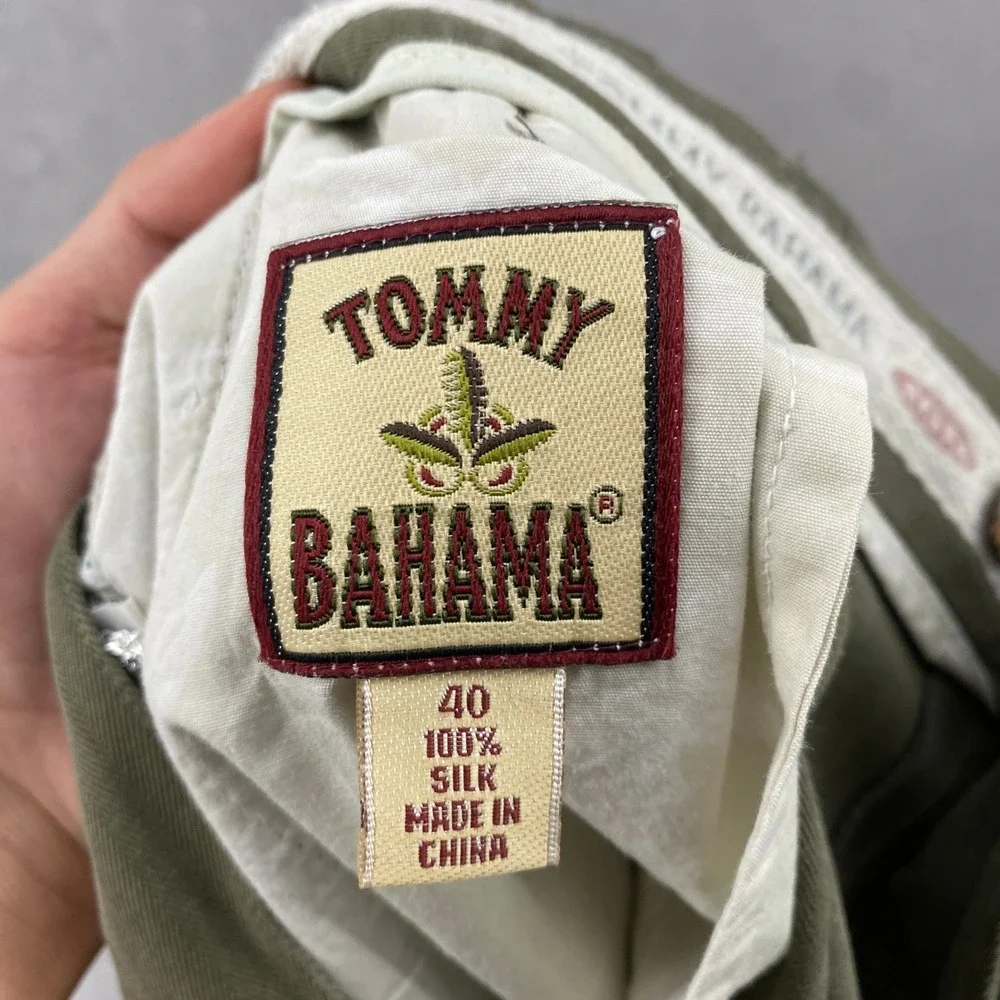 Tommy Bahama Mens 40 Silk Pants Olive Green Straight Leg Casual Trousers Luxury
